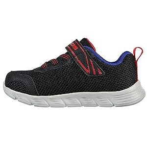 Skechers Comfy Flex Mini Trainer Sneaker, Black Textile & Synthetic/red & Blue Trim, 7 Uk Child