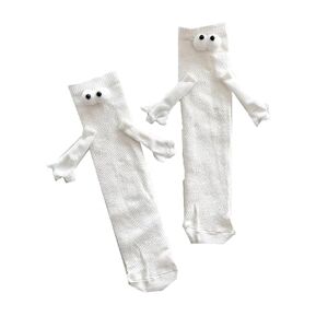 Acrawnni Magnetic Holding Hands Socks For Kids Boy Girl Funny Novelty Socks 3D Doll Big Eyes Friendship Mid-Tube Socks 1-12T (B-White Hand, One Size)