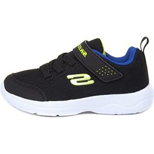 Skechers Skech-Stepz 2.0 Mini Wanderer Sneaker, Black Textile/Synthetic/Blue & Lime Trim, 11 UK Child