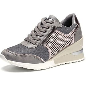 Vosmii Sneakers Walking Running Shoes Comfort Outdoor Sports Sneakers Ladies Girls Gold And Silver Shoes (Size : Xl)