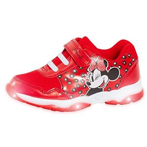 Disney Minnie Mouse Girls Light Up Trainers Red/white Uk 10 Child