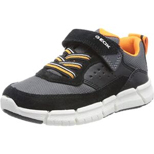 Geox J Flexyper Boy Sneaker, Black/Orange, 10 UK Child