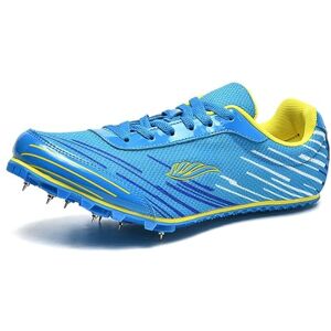 Gimly Lightweight Spikes Shoes Running Trainers 7 Nails Track Race Jumping Sneakers Professional Breathable Non-Slip For Men Women Girls Kids, Track & Field, High Jump, Standing Long Jump,Blue1,43eu