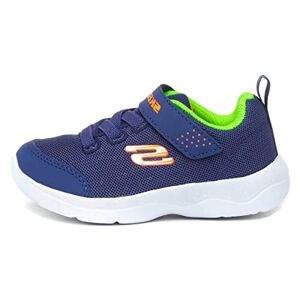 Skechers Boy's Skech-stepz 2.0 Mini Wanderer Sneaker, Navy Textile Synthetic Lime Orange Trim, 8 UK Child