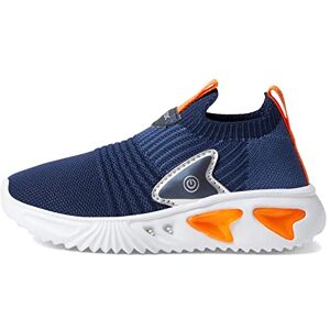 Geox J Assister Boy Sneaker, Navy Orange, 8.5 UK Child