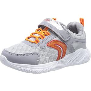 Geox J Sprintye Boy Sneaker, Grey/Orange, 7.5 UK Child