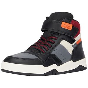 Geox J Perth Boy F Sneaker, Black/Orange, 11 UK Child
