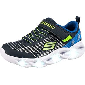 Skechers Twisty Brights Sneaker, Navy & Blue Textile/Lime & Silver Trim, 2 UK