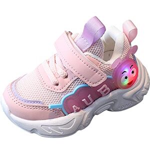 Tytuoo Toddler Little Boys Girls Led Lighting Sport Shoes Tie Up Lightweight Anti-Slip Outdoor Walking Running Athletic Shoes (Pink, 6 Toddler)