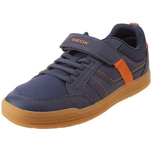 Geox J Arzach Boy Sneaker, Navy Orange, 1 UK Child