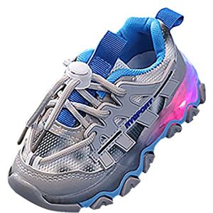 Generic Led Light Up Shoes Kids Girls Boys Breathable Flashing Slip-On Sneakers Kids Basketball Shoes Children Mesh Shoes Boys Girls Breathable Sneakers Glittery Toddler Shoes (Grey, 11.5 Little Child)