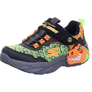 Skechers 400615l Bkor Sneaker, Black Synthetic/orange & Green Textile/tr, 13 Uk