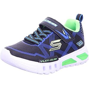 Skechers Boy's Flex-glow Trainers, Black Black Blue Lime Bblm, 10 UK Child