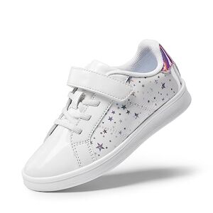 Dream Pairs Girls Boys Sneakers Toddler Little Kids Tennis School Walking Trainers Shoes,Size 1 Big Kid,White,Sdfs2210k