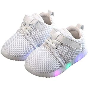 Generic Kids Led Trainers Girls Tennis Running Sneakers Boys Outdoor Breathable Lightweight Fashion Shoes Boys And Girls Led Roller Skates Shoes All Seasons (White, 7 Toddler)