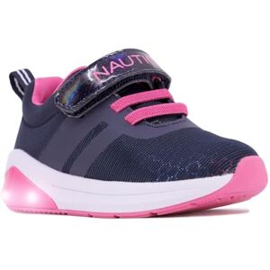 Nautica Kids Fashion Sneakers Running Shoes For Boys Girls Toddlers Mauve Flash, Lights-Navy Metallic Hc, 15.0 Cm