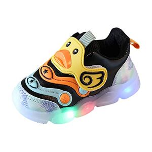 Generic Baby Boys Led Shoes Light Up Trainers Little Duck Girls Children Usb Charging Flashing Non Slip Soft Bottom Toddler Shoes (A-Black, 3.5 Infant)