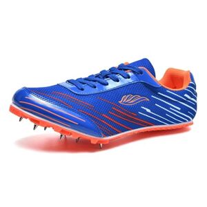 Gimly Lightweight Spikes Shoes Running Trainers 7 Nails Track Race Jumping Sneakers Professional Breathable Non-Slip For Men Women Girls Kids, Track & Field, High Jump, Standing Long Jump,Blue,34eu