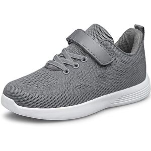 Lousst Boys Girls Shoes Walking Sneakers Slip On Tennis Running Shoes Grey Big Kid Size 1.5