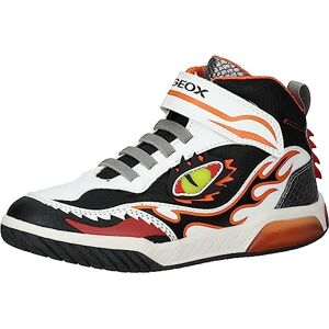 Geox J Inek Boy Sneaker, White Orange, 12.5 UK Child