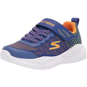 Skechers Boy's Nitro Sprint Karvo Sneaker, Blue Textile Orange Lime Trim, 1.5 UK Child