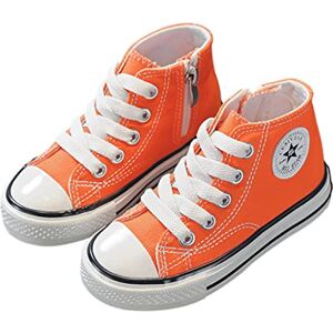 Debaijia Baby Canvas Sneakers Kid Walking Shoes Trainers Child Sport Shoes Boy Girl Casual Athletic Classic Outdoor Big Kid Uk 1.5b-Orange