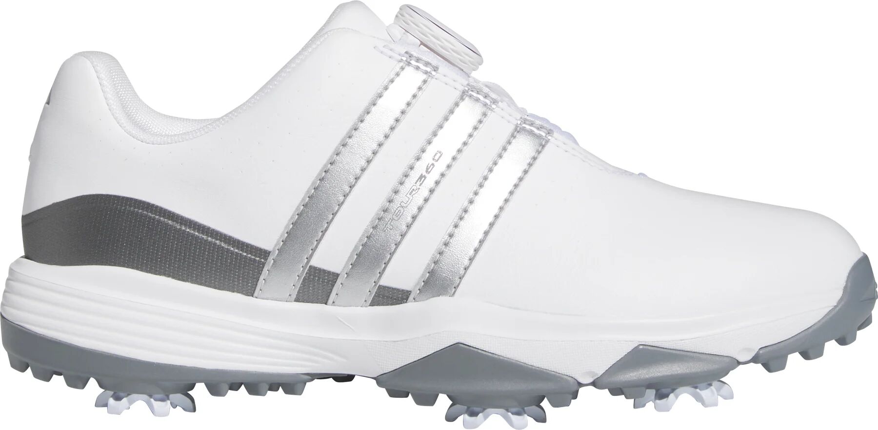adidas Junior Kids Tour360 24 BOA Golf Shoes - Cloud White/Silver Metallic/Dash Grey - 4.5 - MEDIUM