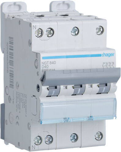 HAGER NGT840 - Disjoncteur 40A - 3P+N - Courbe D - PdC 10kA