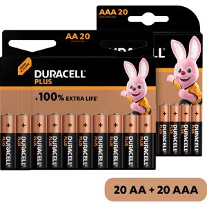 Duracell Batterie »20+ 20 Pack: 20x Mignon/AA/LR06 + 20x Micro/AAA/LR03«,... schwarz Größe