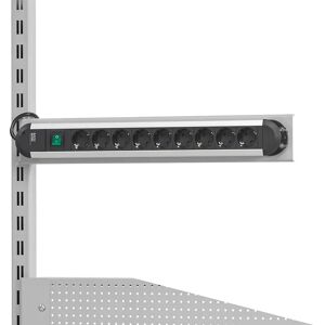 kaiserkraft Steckdosenleiste, zur Befestigung an Aufsatzholmen, 9fach-Stecker, mit An-/Aus-Schalter