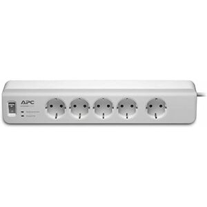 APC -Surge Protector PM5-GR Steckdosenleiste mit Überspannungsschutz (5-fach Stecker Schuko, schaltbar, für PC, TV u.a. Farbe: weiß)