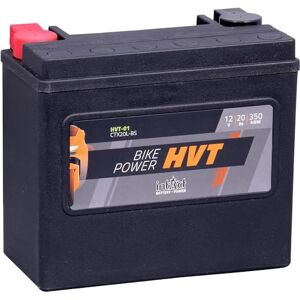 Intact HVT MOTORRADBATTERIE   Batterie für Roller, Motorrad, Rasentraktor. Wartungsfreier & auslaufsicherer Akku.   HVT-01, CTX20L-BS, 65989-97A, 12V Batterie, 20 AH (c20), 350 A (EN)   Maße: 175x87x155mm