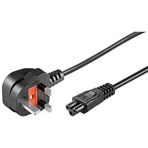 PremiumCord Netzkabel 230V 2m, Stromkabel mit UK Stecker auf Kaltgerätebuchse C5, IEC 320, PC Netzkabel 3 Polig, Farbe schwarz