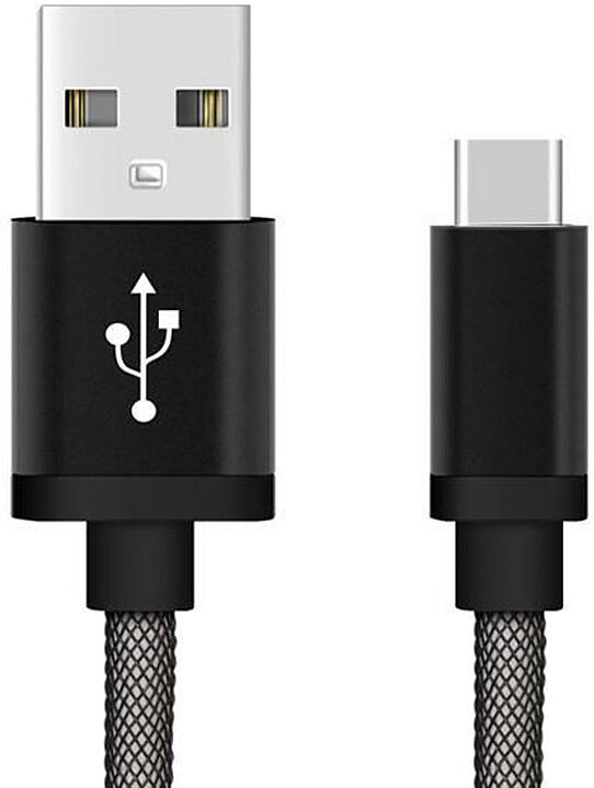 Ladekabel USB Type-C - 1,0 Meter (Schwarz-Fishing Netz)