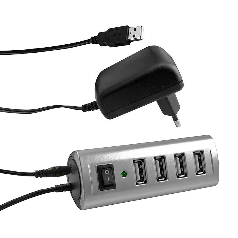 Hama USB 2.0 Hub mit 4 Ports und externem Netzteil