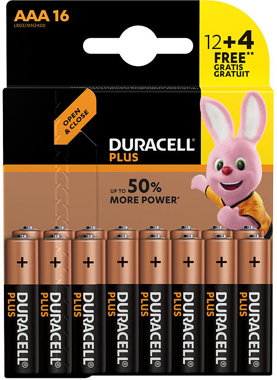 Duracell Batterien Micro AAA Plus Power Vorteils-Set 12 + 4 Stück gratis