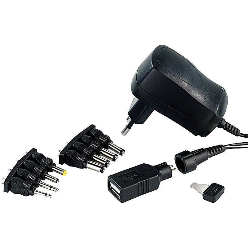 revolt Universal-Schaltnetzteil 600 mA, umschaltbar 3 - 12 Volt, 9 Adapter