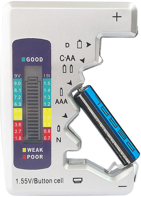 tka Köbele Akkutechnik Kompakter Multi-Batterietester mit LCD-Display für gängige Batterien