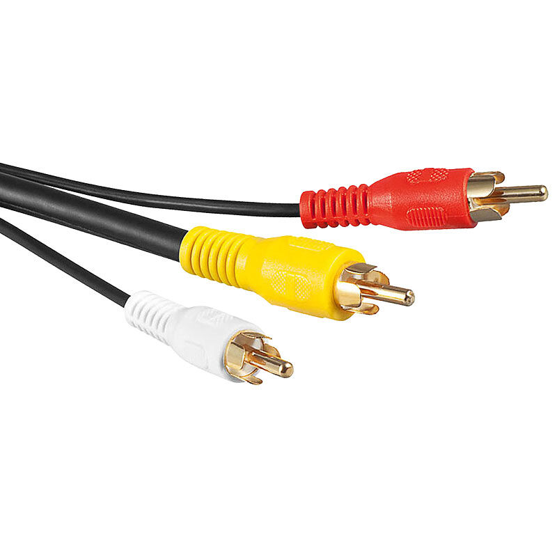 auvisio Composite-Video-Kabel 3x Cinch-Stecker auf 3x Cinch-Stecker, 5 m
