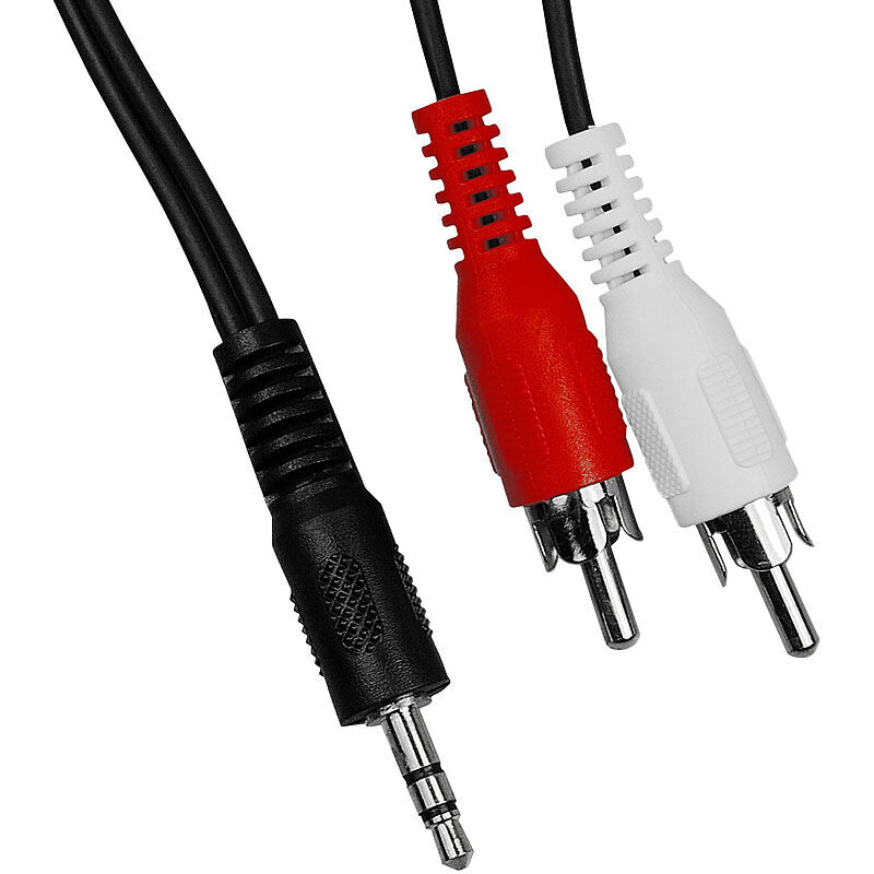 auvisio Stereo-Audio-Kabel, 2x Cinch-Stecker auf 3,5-mm-Klinken-Stecker, 5 m