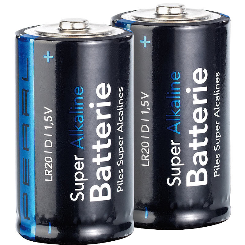 Pearl Super Alkaline Batterien Mono 1,5V Typ D im 2er-Pack