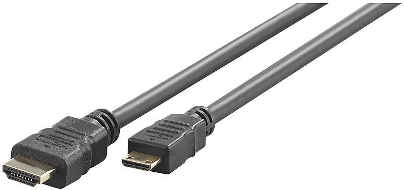 auvisio High-Speed-Adapterkabel Mini-HDMI auf HDMI, für 4K, 3D & Full HD, 2 m