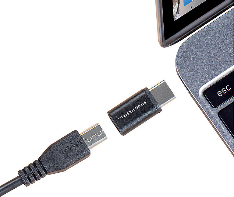 Pearl USB-Adapter mit Typ-C-Stecker auf Micro-USB-Buchse