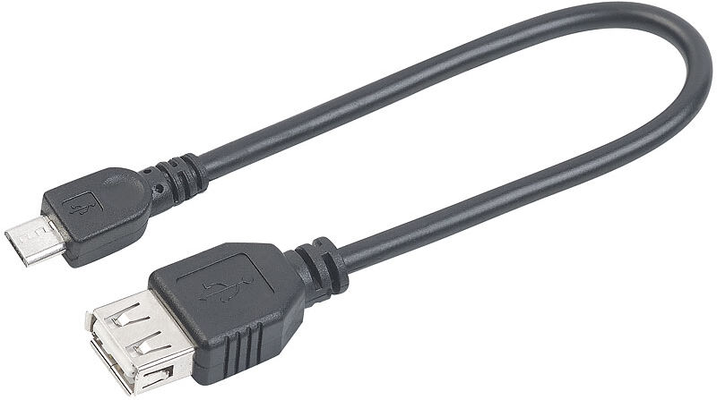 auvisio USB-OTG-Adapterkabel, Micro-USB Stecker zu USB-Buchse, 20 cm