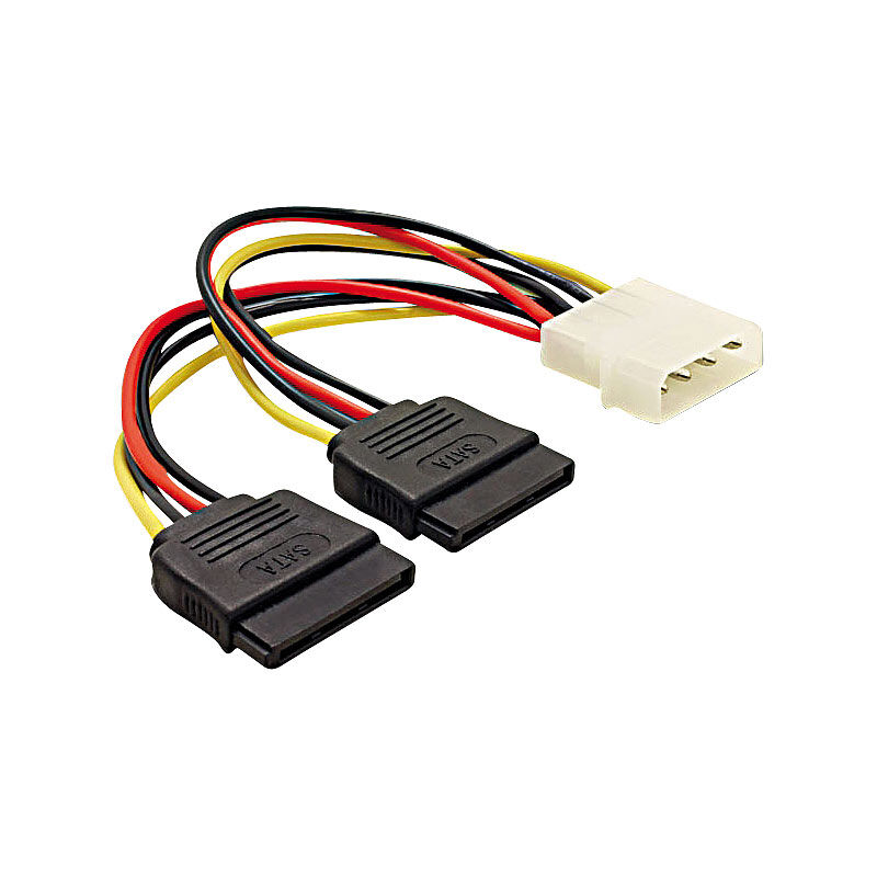 Mod-it Strom-Adapterkabel für SATA-Festplatten (Molex auf 2x SATA) ca. 15cm