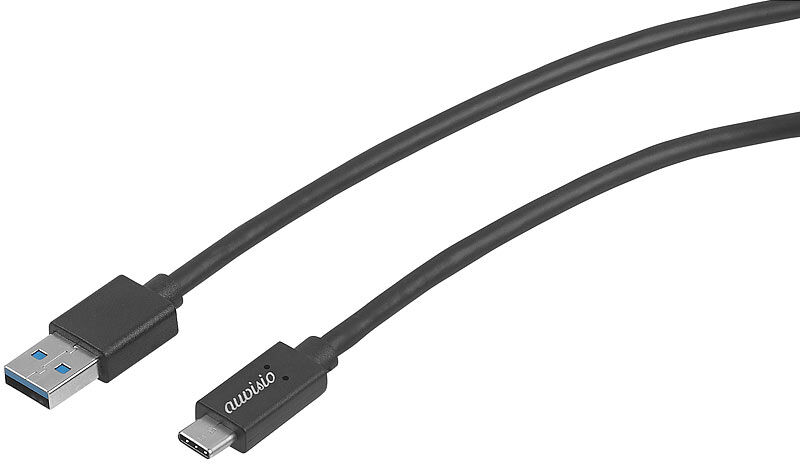 auvisio USB-3.0-Anschlusskabel Stecker Typ C auf Typ A, 1 m, 2 A