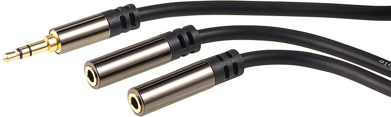 auvisio Premium-Y-Adapter 3,5-mm-Klinken-Stecker auf 2 Buchsen, Stereo, 0,15 m