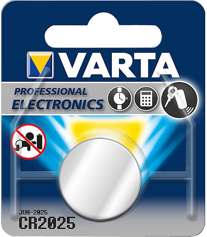 Varta Lithium-Knopfzelle Typ CR2025, 3 Volt, 160 mAh