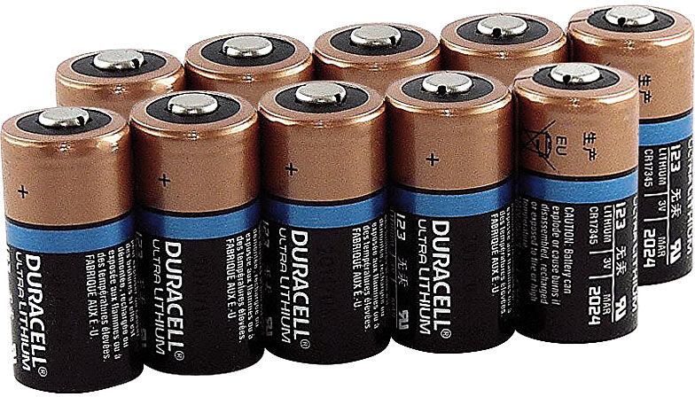 Duracell Lithium-Batterie Typ CR123, 1.400 mAh, Duralock, 10er-Pack