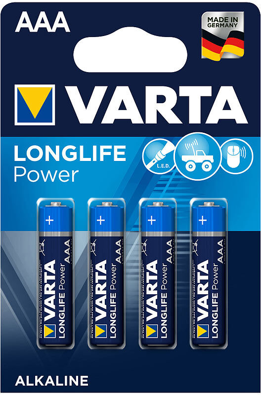 Varta Longlife Power Alkaline-Batterie, Typ AAA/Micro/LR03, 1,5 V, 4er-Set